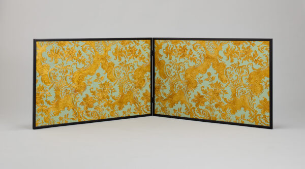 風炉先屏風 花と曲線文様 幾何学模様