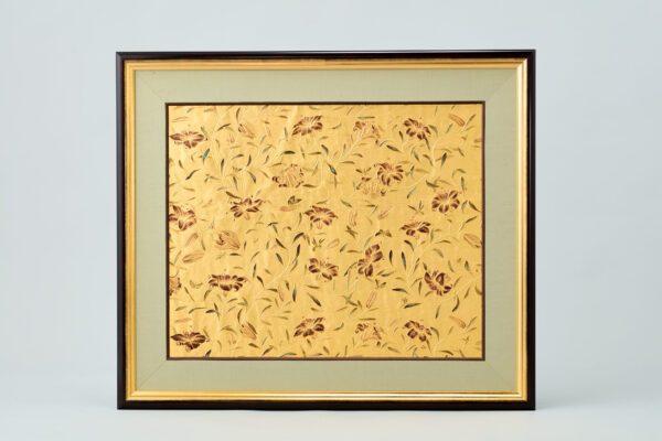 額装 黒百合と昆虫