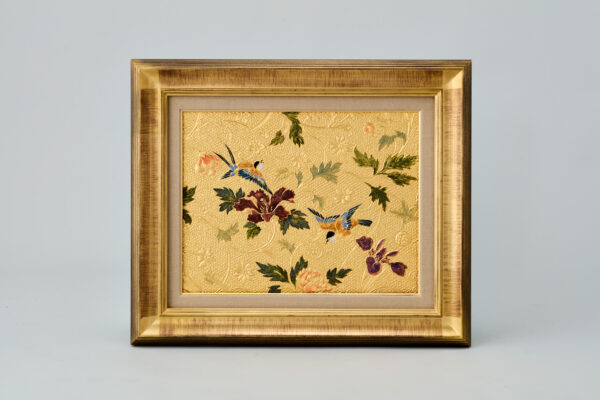 額装 鳥とアイリス